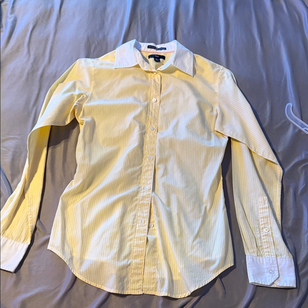 GAP Women's Yellow Stripe Button-Down Shirt